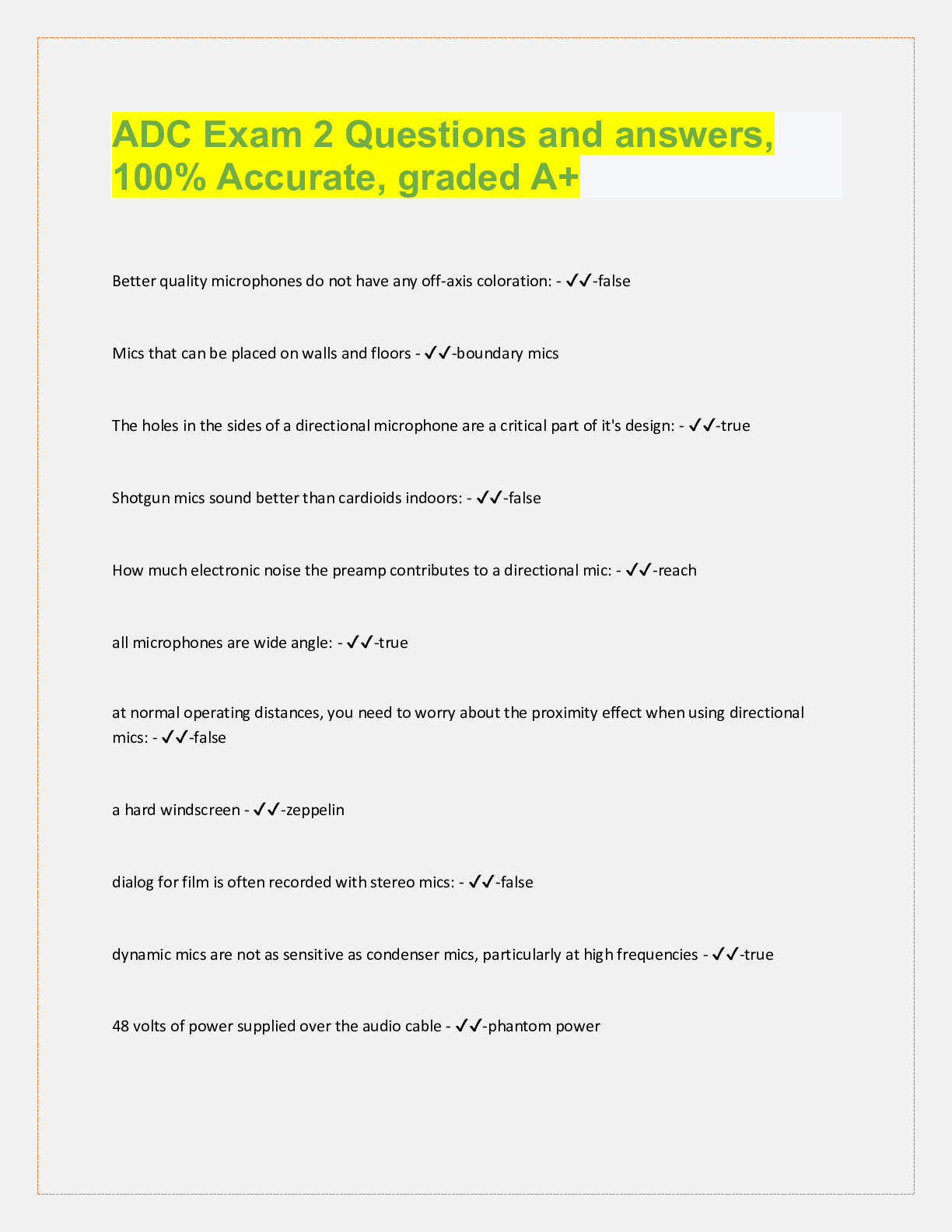 Preview image for ADC Exam 2 Questions and answers,  100% Accurate, graded A+